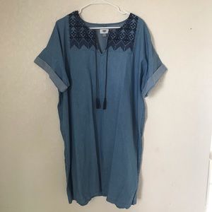 Embroidered Denim Sundress